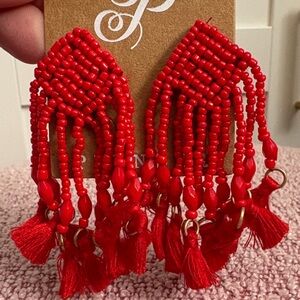 Plunder Vibrant Red Beaded Earrings